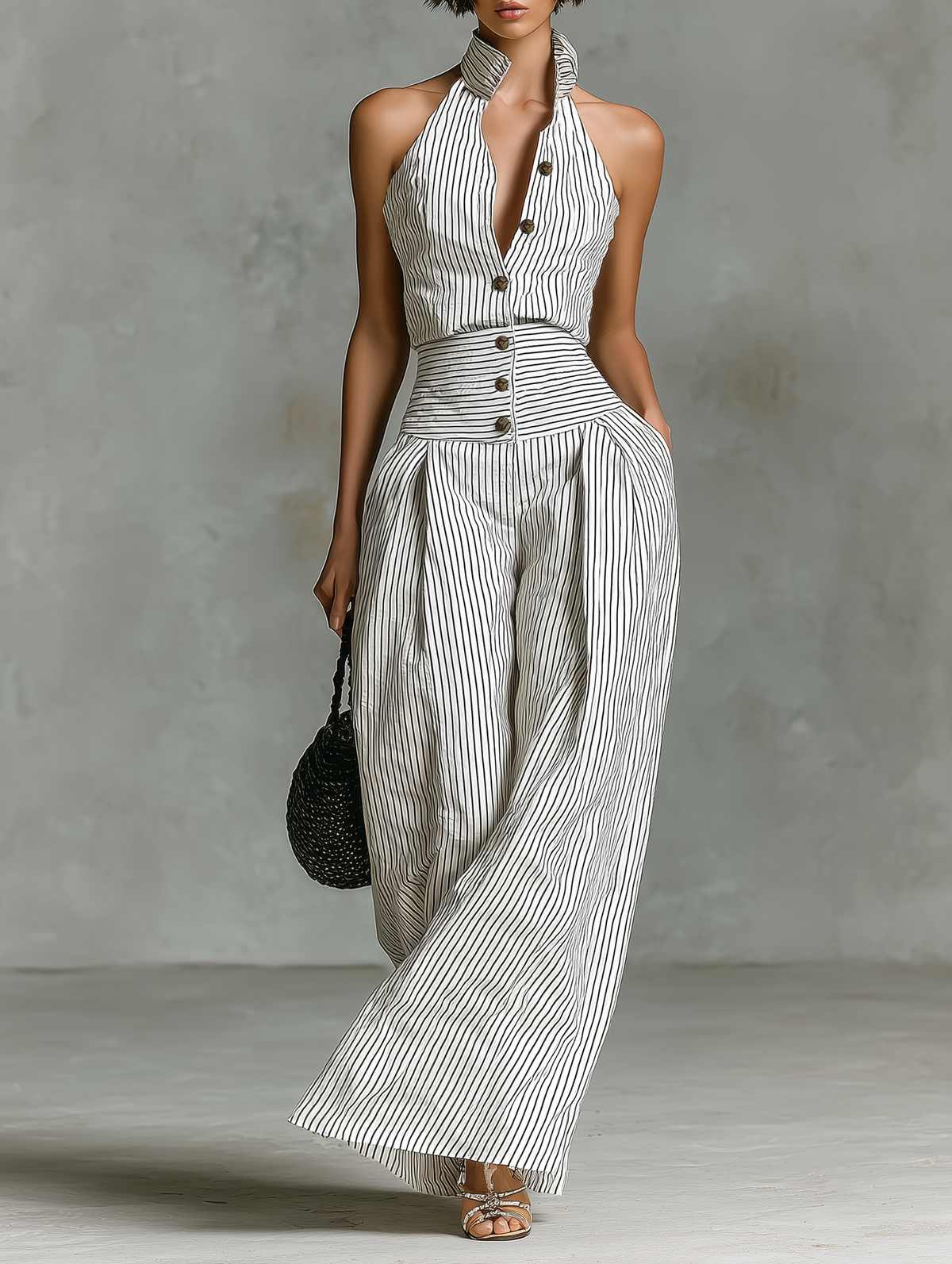Linen Striped Jumpsuit