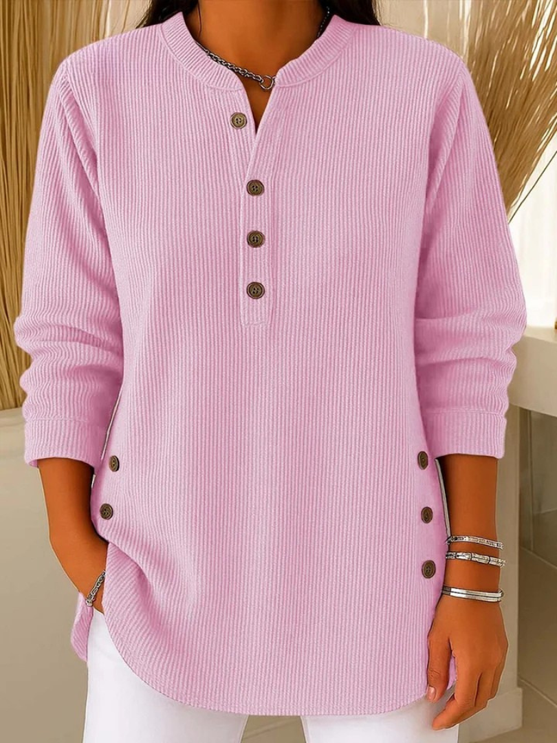 Eden Button Henley Tunic - Pink