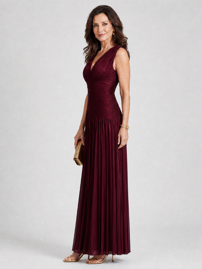 Ruched Wine Gown