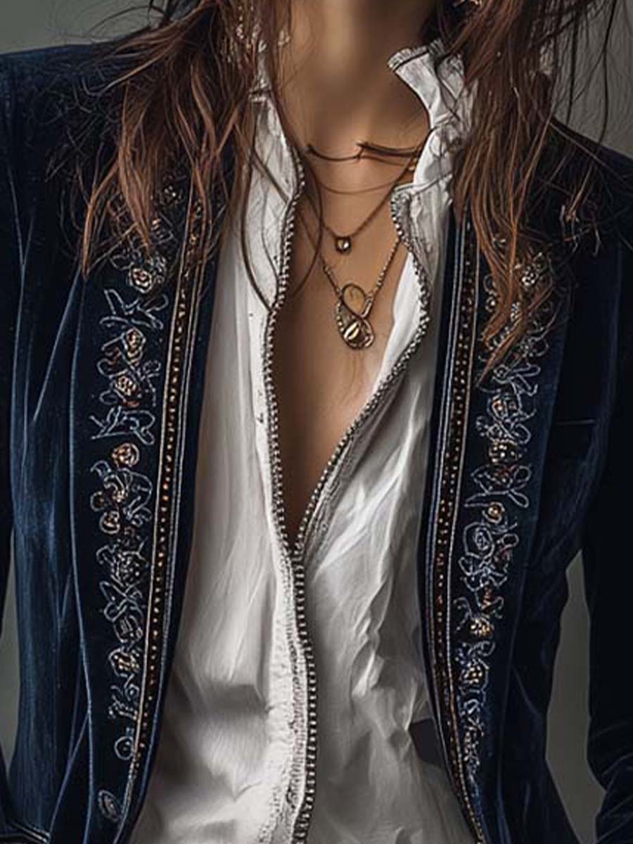 Navy Velvet Jacket