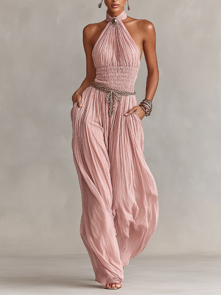 Blush Pleated Jumpsuit