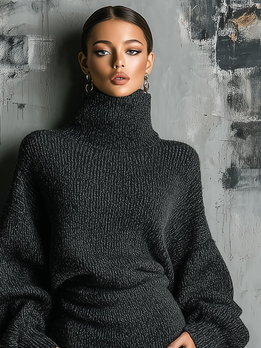 Charcoal Turtleneck Dress