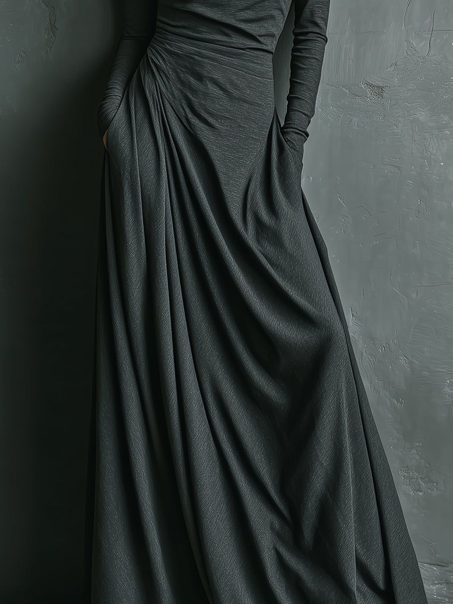 Charcoal Turtleneck Maxi Dress