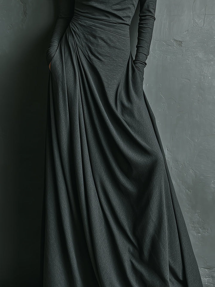 Charcoal Turtleneck Maxi Dress