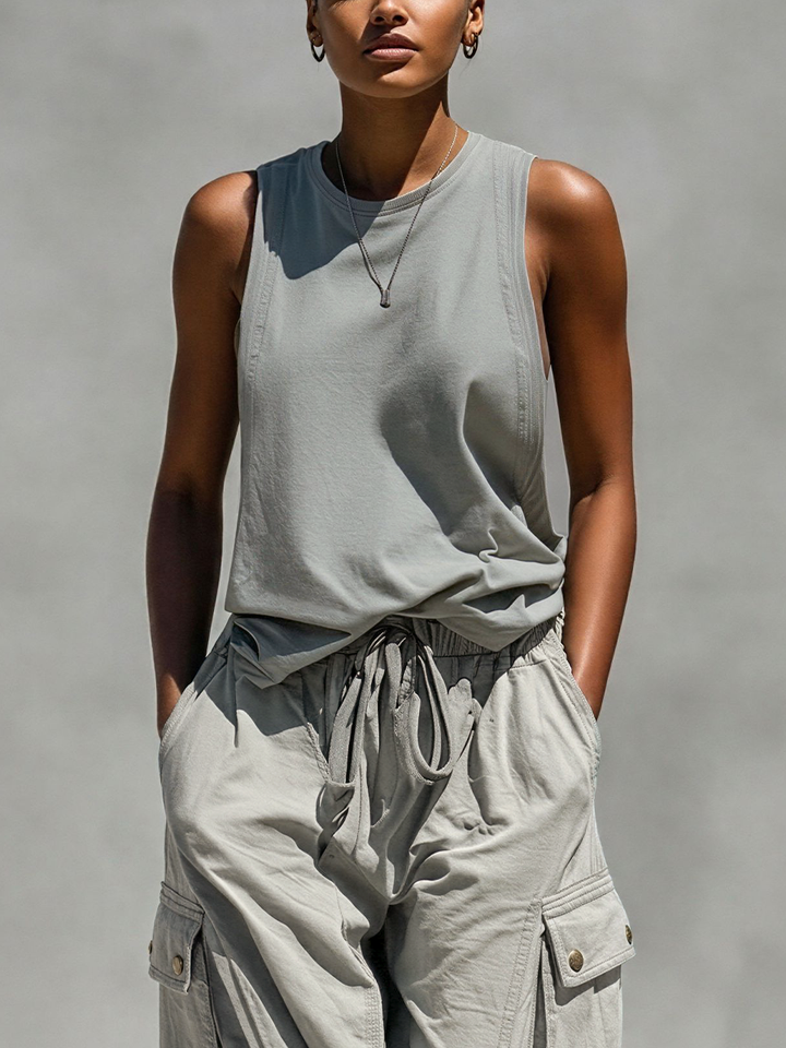 Grey Tank & Cargo Shorts