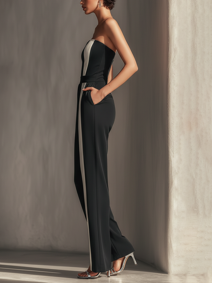 Black Strapless Jumpsuit