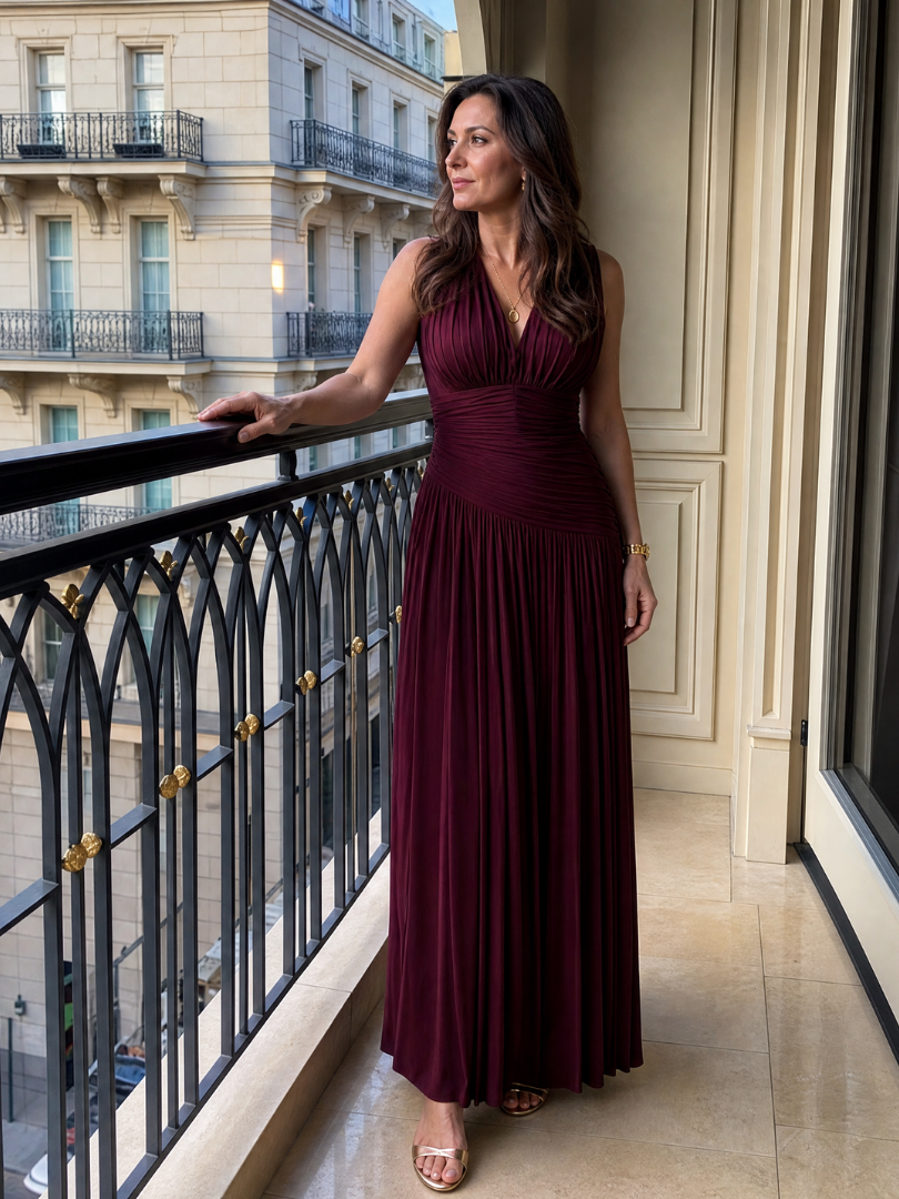 Ruched Wine Gown