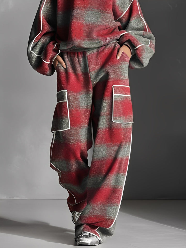 Plaid Piping Pantsuit