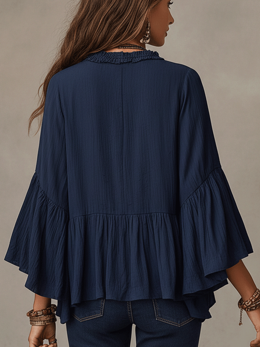 Ruffle Blouse Blue
