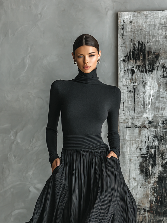 Turtleneck Skirt Set