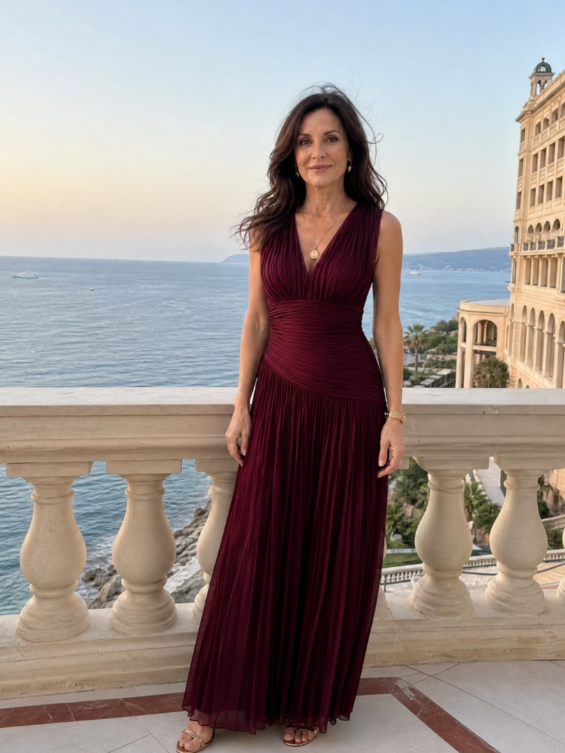 Ruched Wine Gown