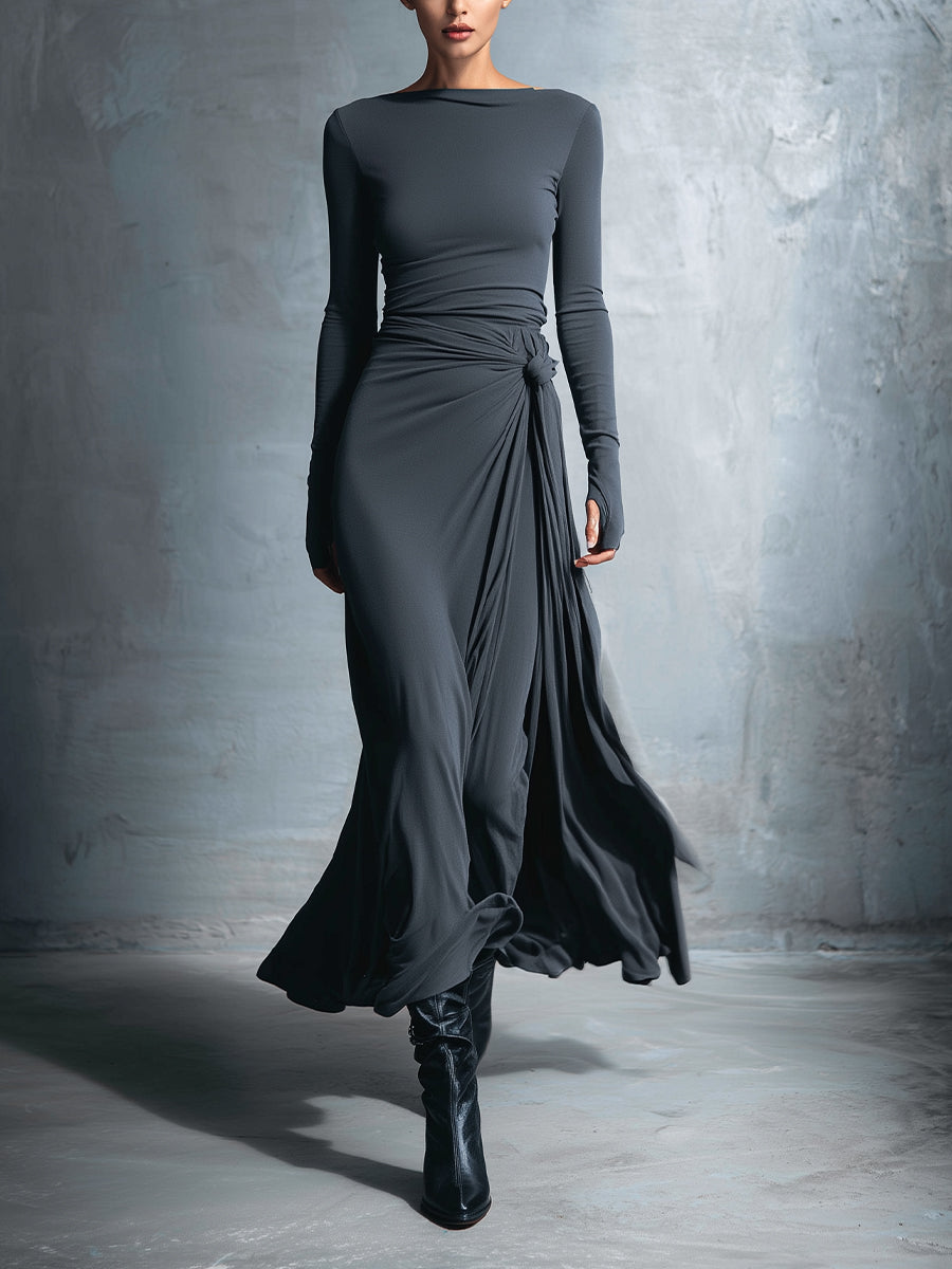 Gray Wrap Dress