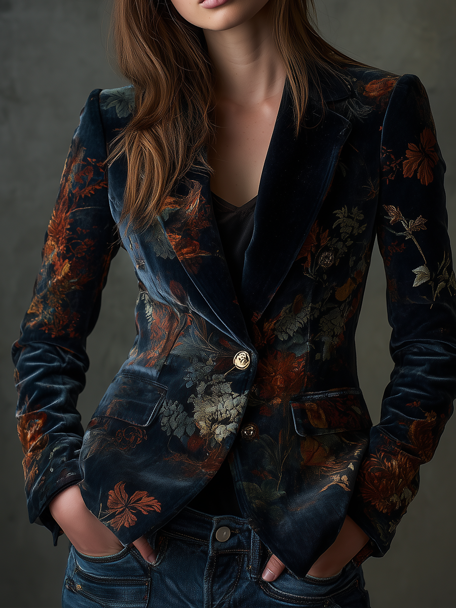 Floral Velvet Blazer