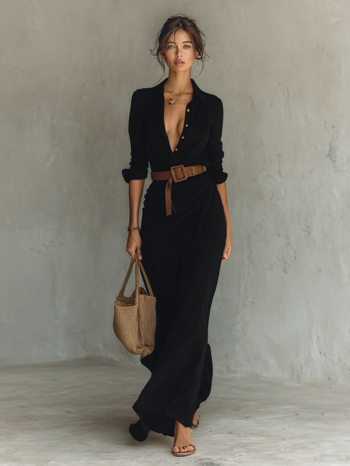 Lapel Maxi Dress