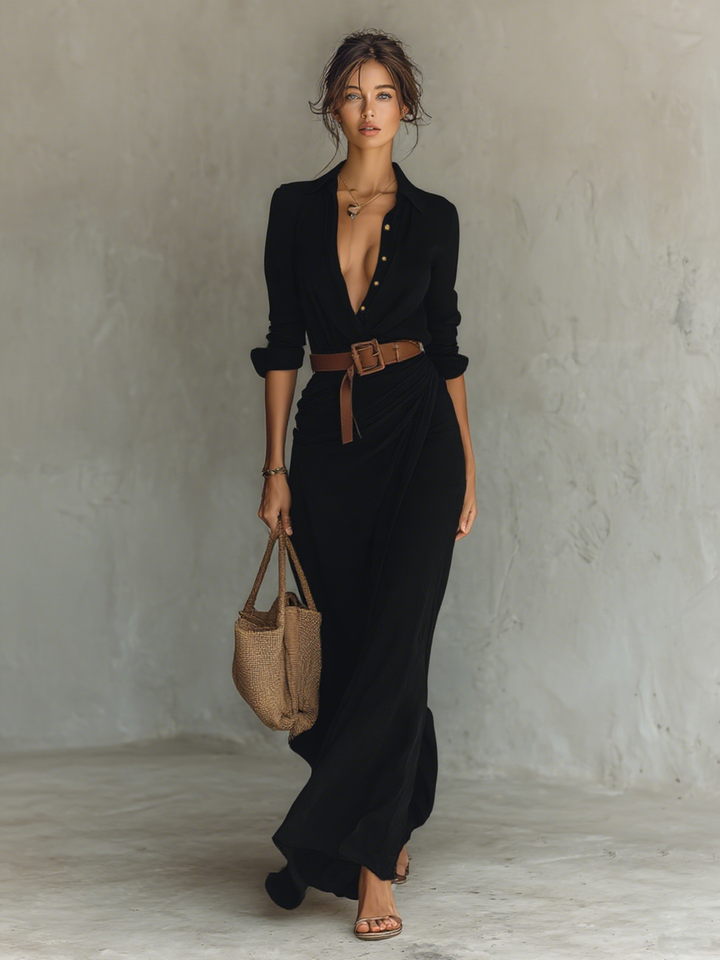 Lapel Maxi Dress