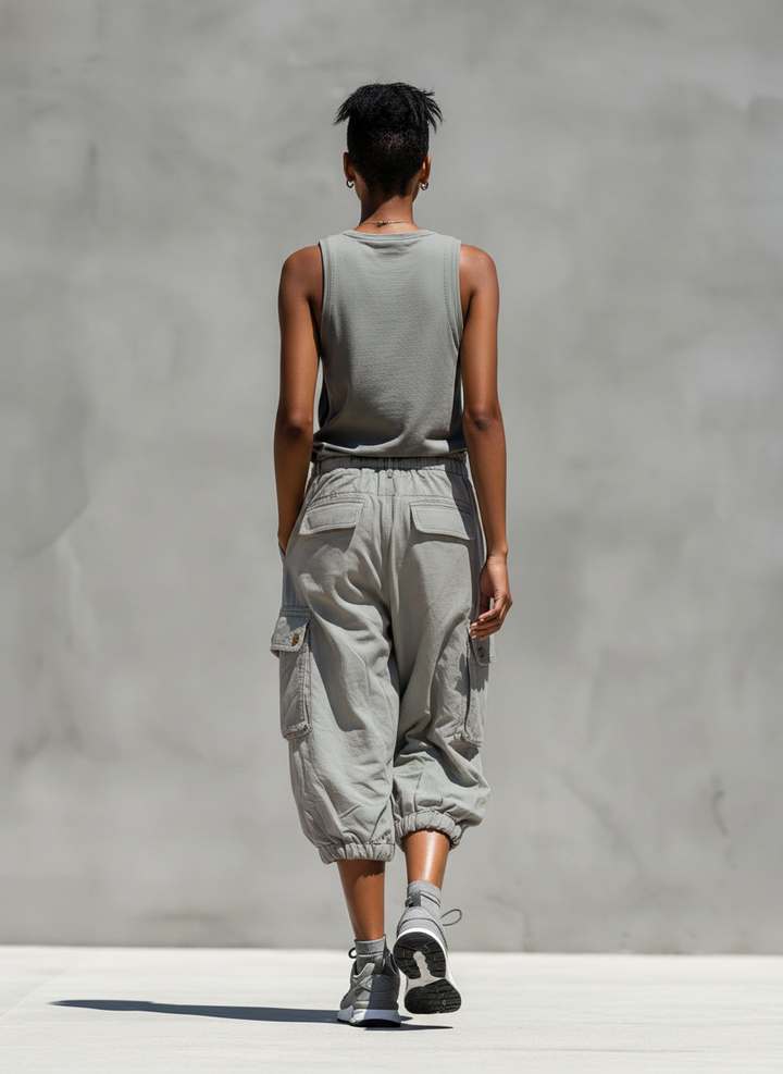 Grey Tank & Cargo Shorts