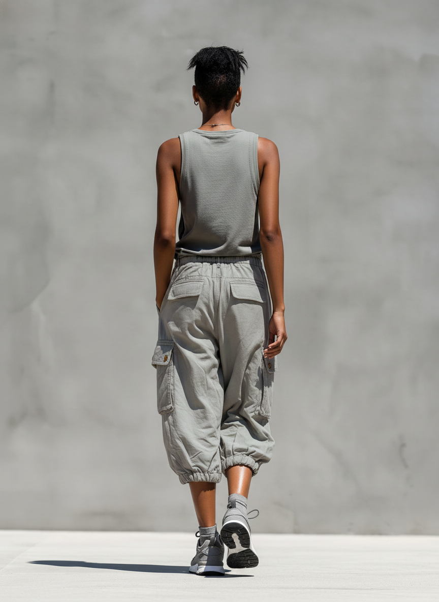 Grey Tank & Cargo Shorts