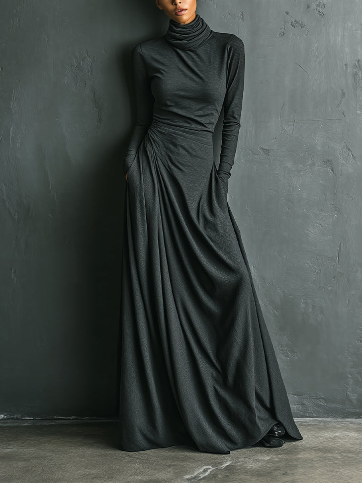 Charcoal Turtleneck Maxi Dress