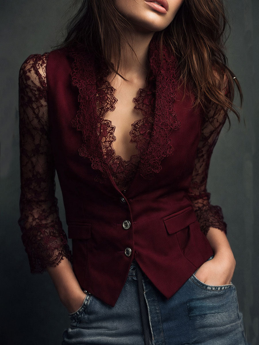 Lace Panel Blazer