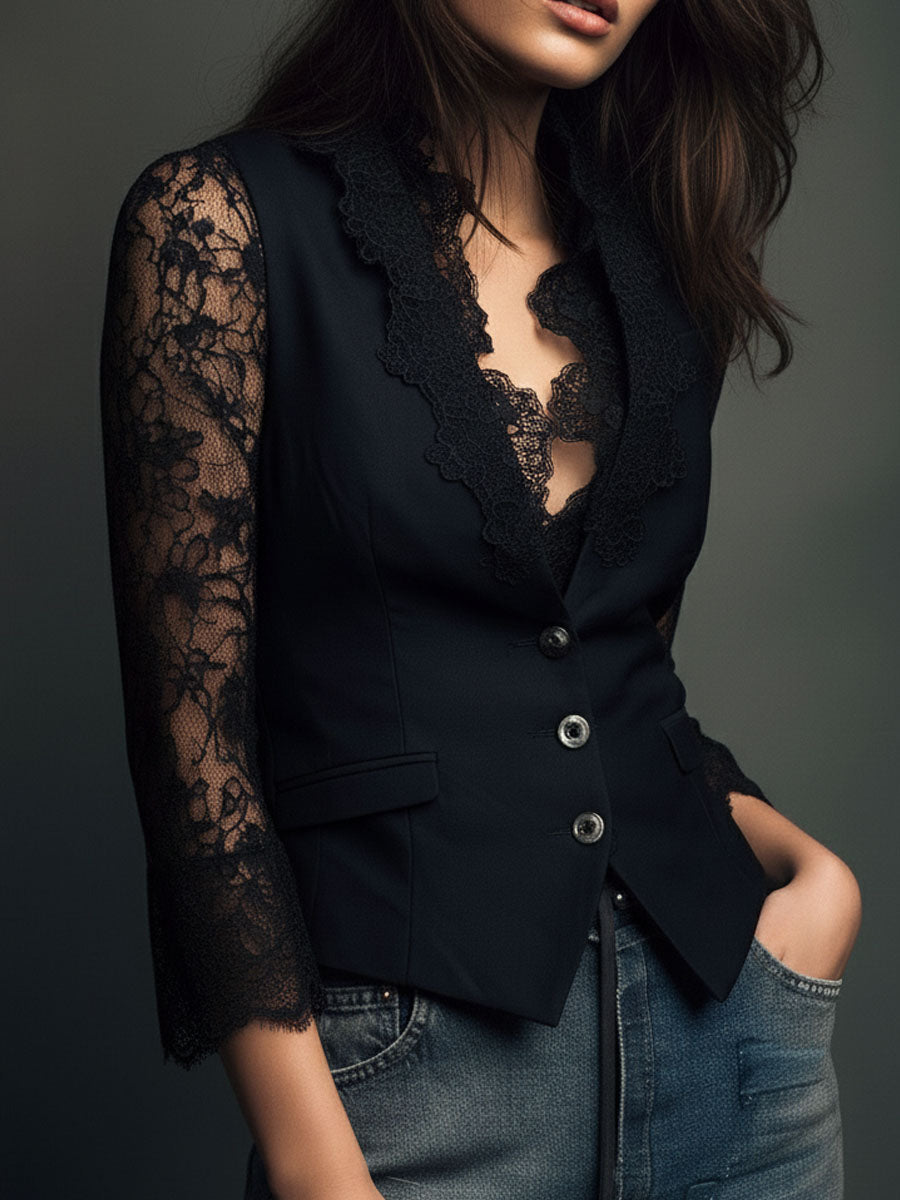 Lace Blazer Top