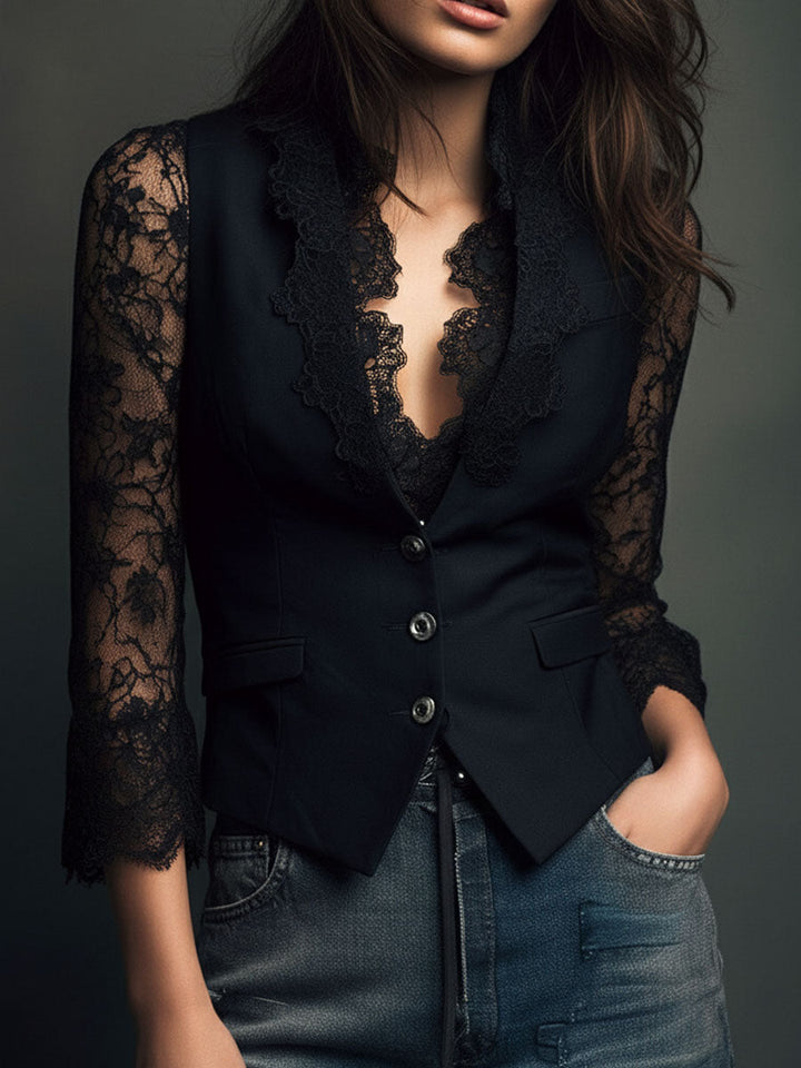 Lace Blazer Top