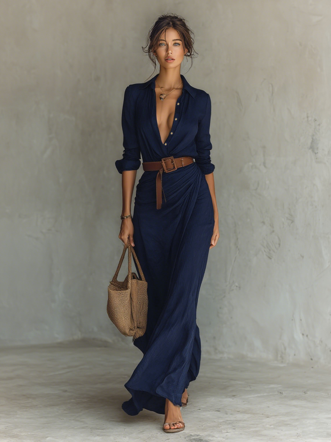 Lapel Maxi Dress