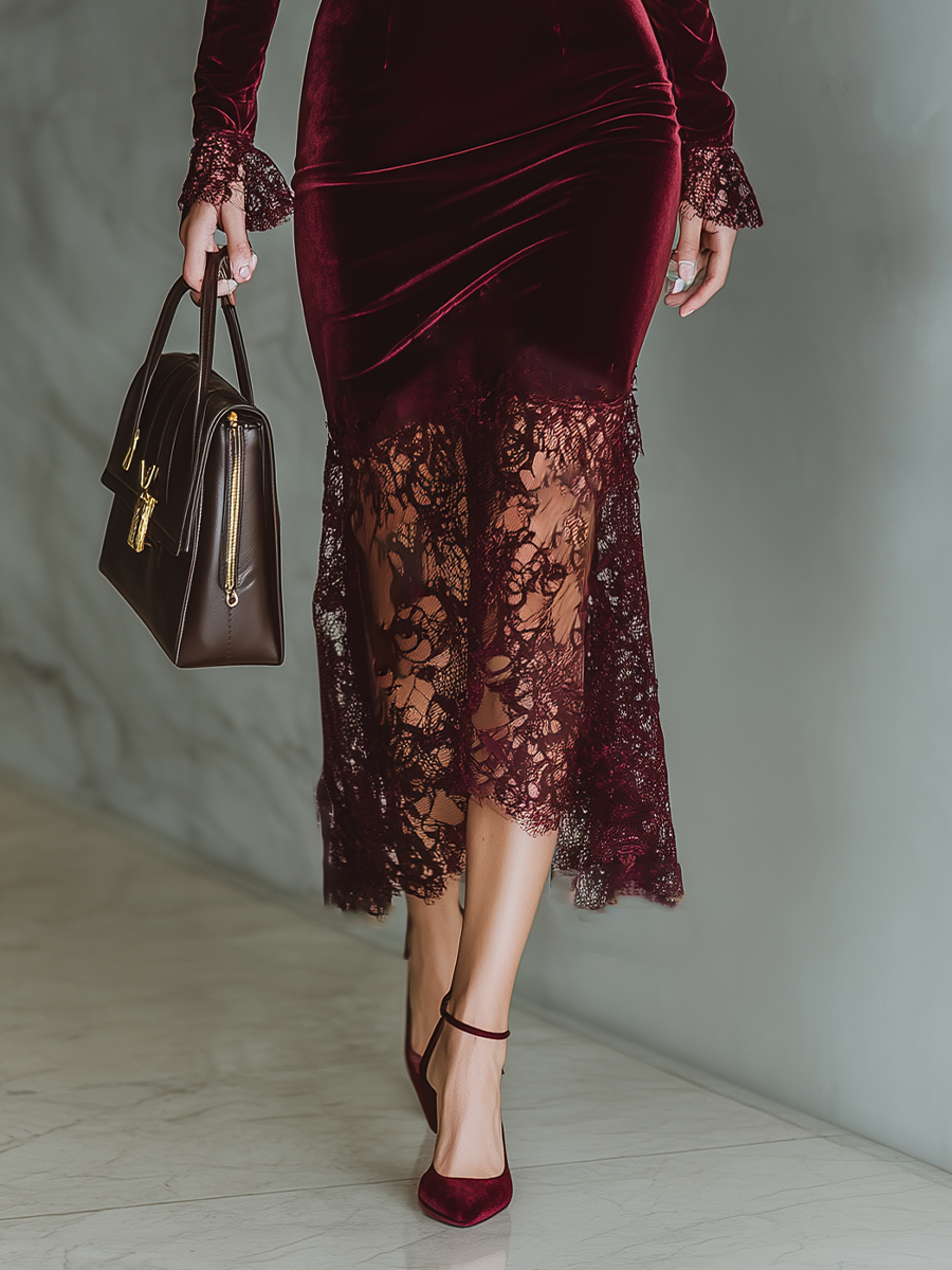 Burgundy Velvet Maxi Dress