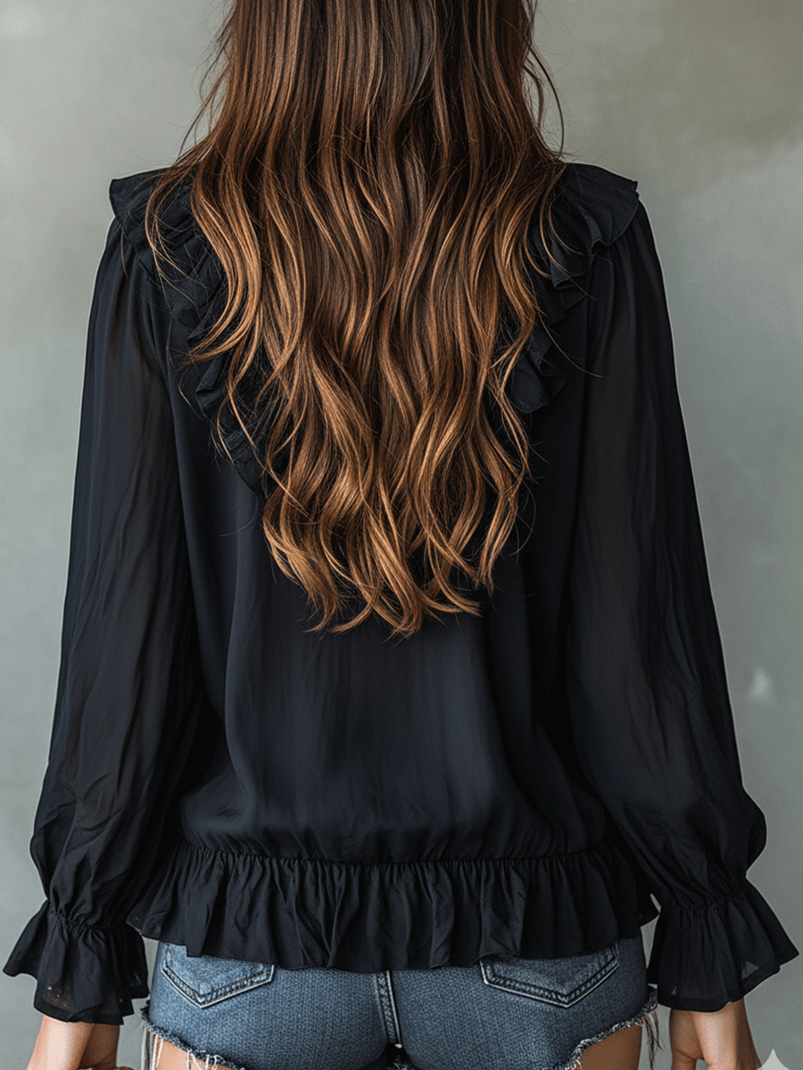 Ruffle V-Neck Blouse