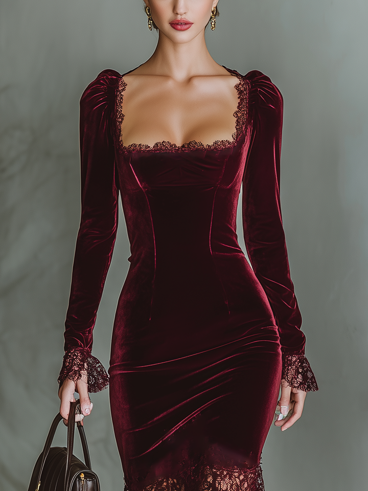 Burgundy Velvet Maxi Dress