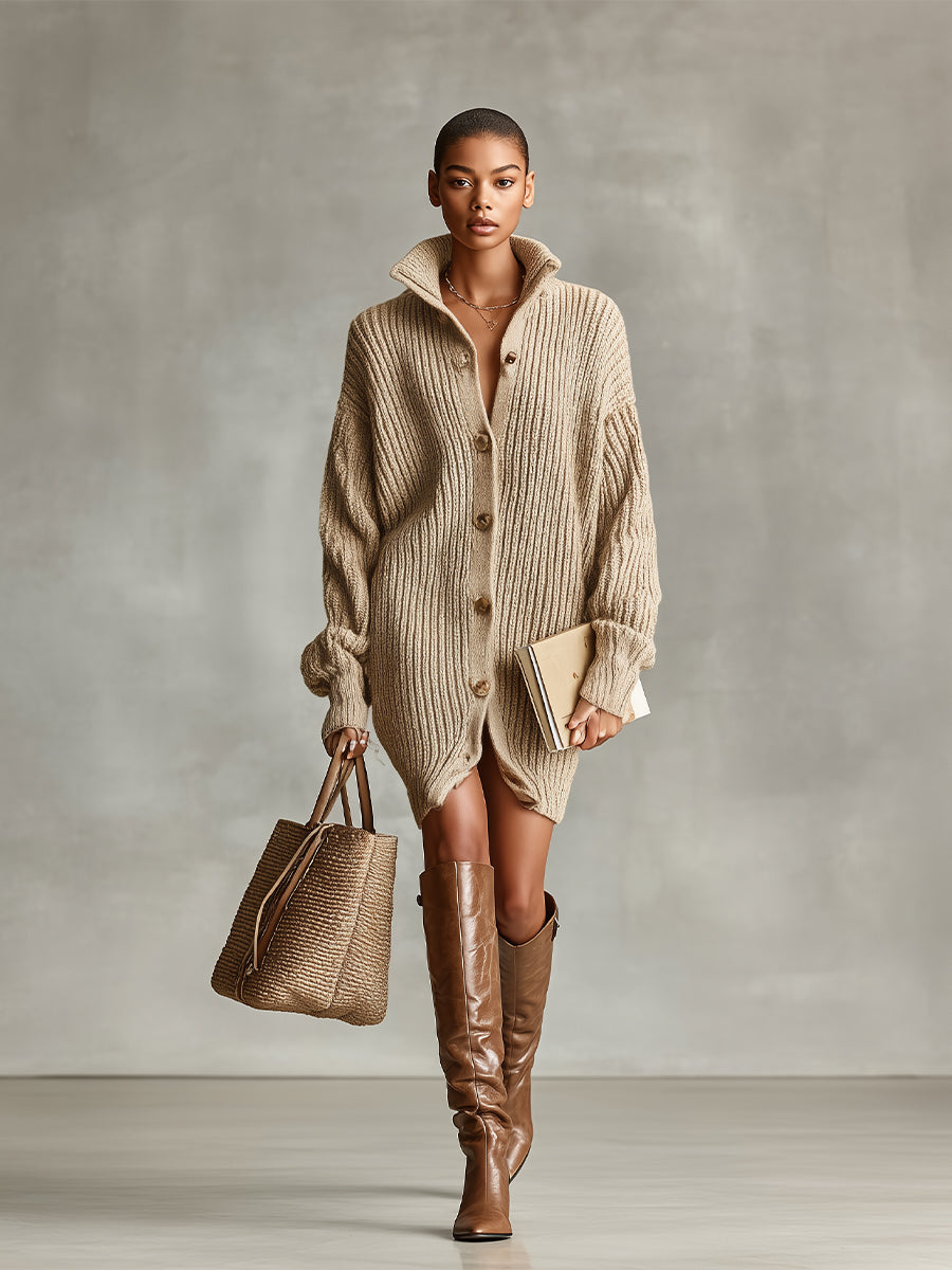 Camel Cardigan Dress