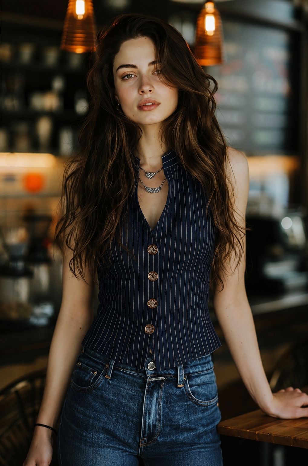 Henley Striped Top