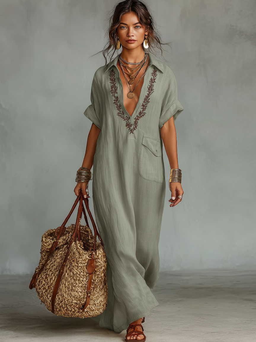 Linen Blend Maxi Dress