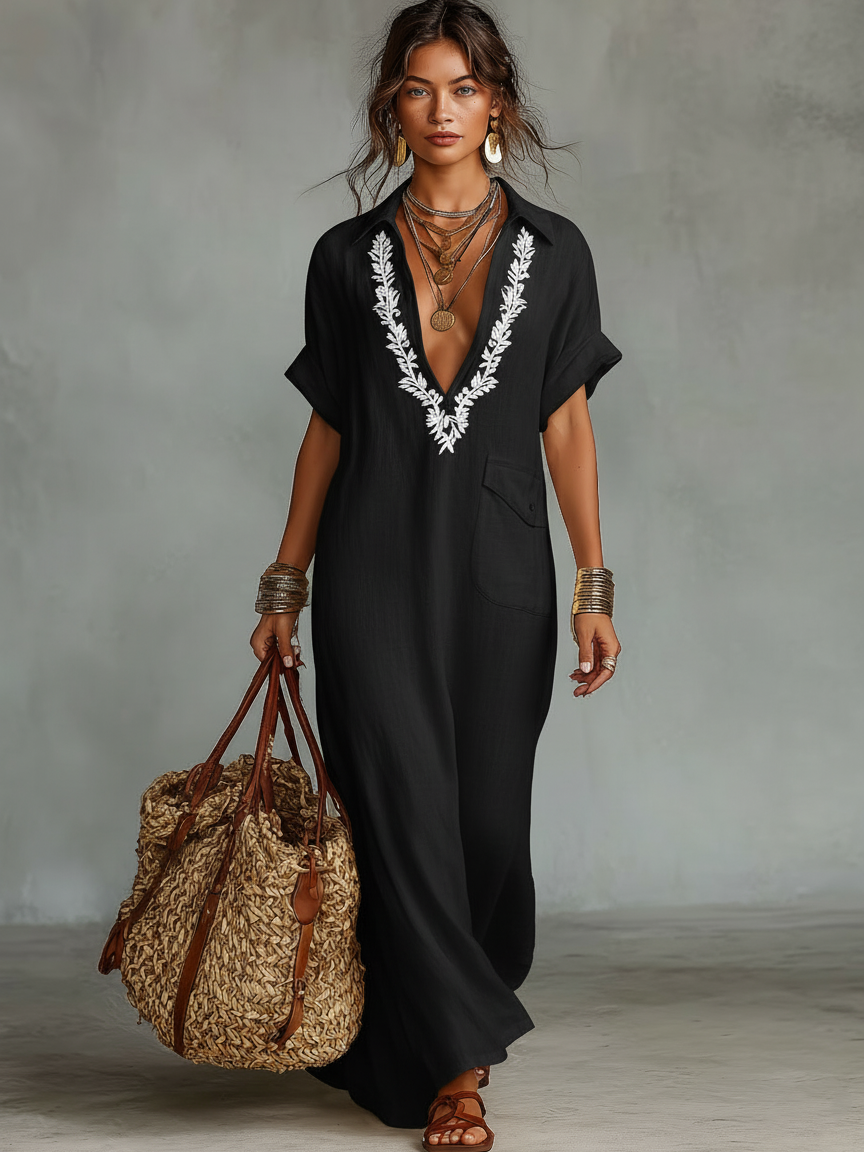Linen Blend Maxi Dress
