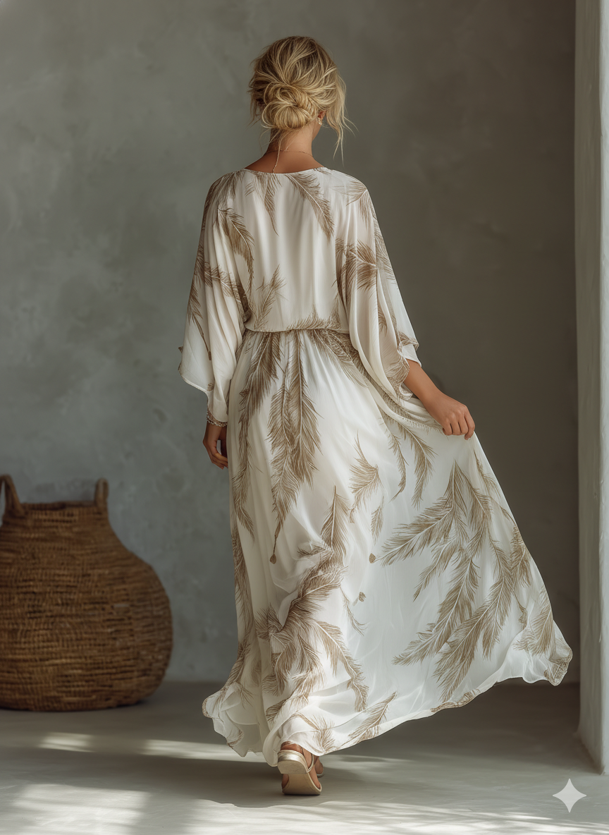 Ivory Taupe Maxi Dress