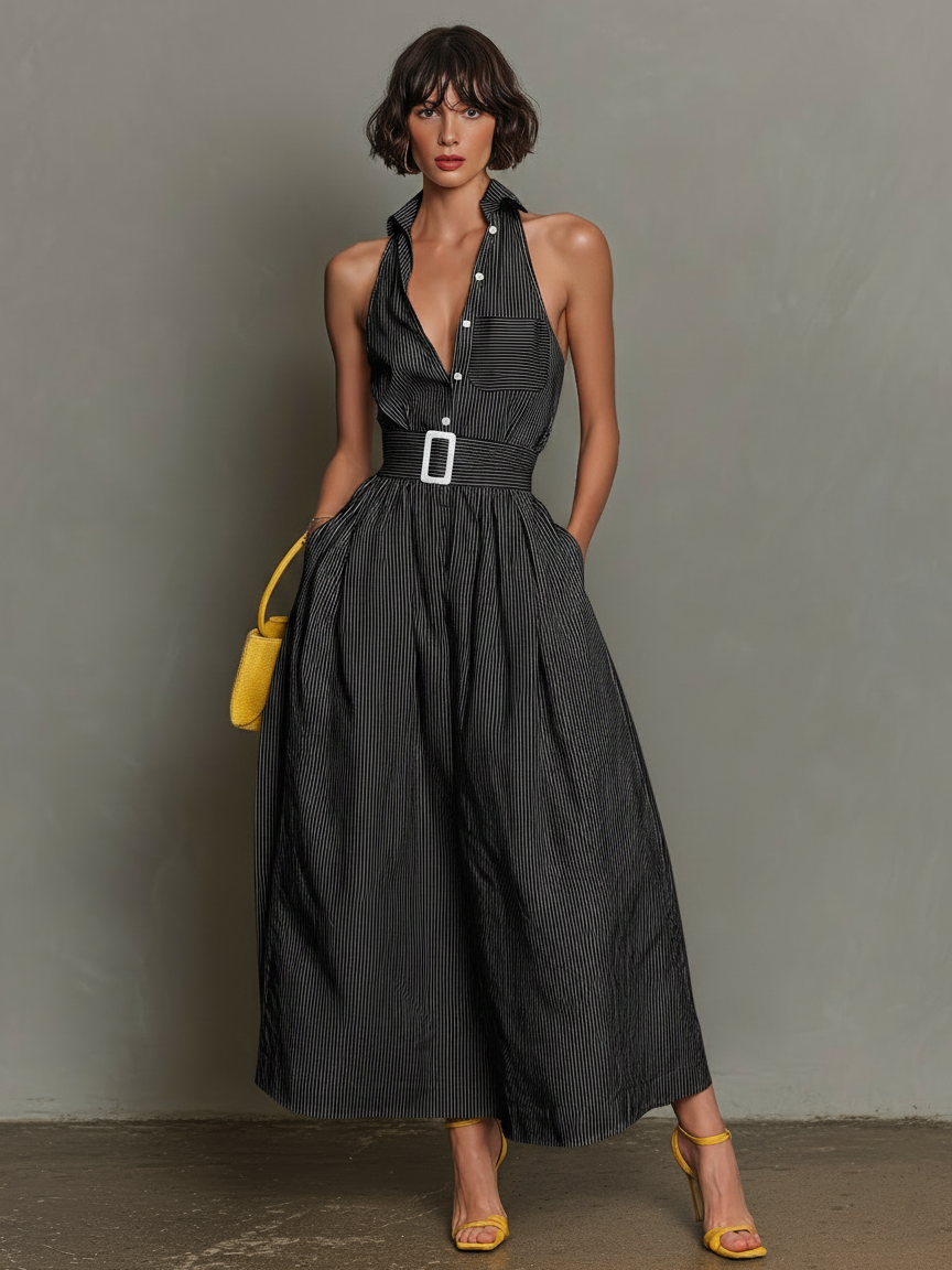 Lapel Maxi Dress