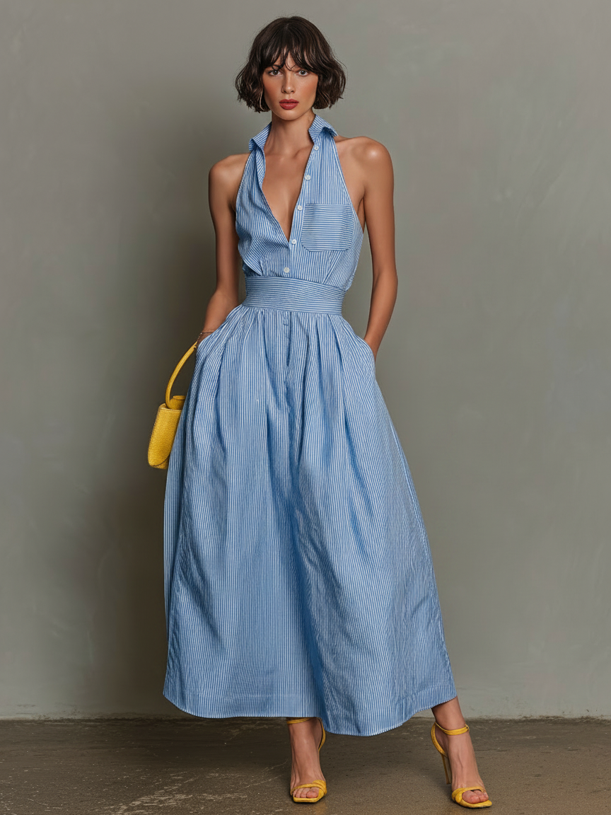 Lapel Maxi Dress