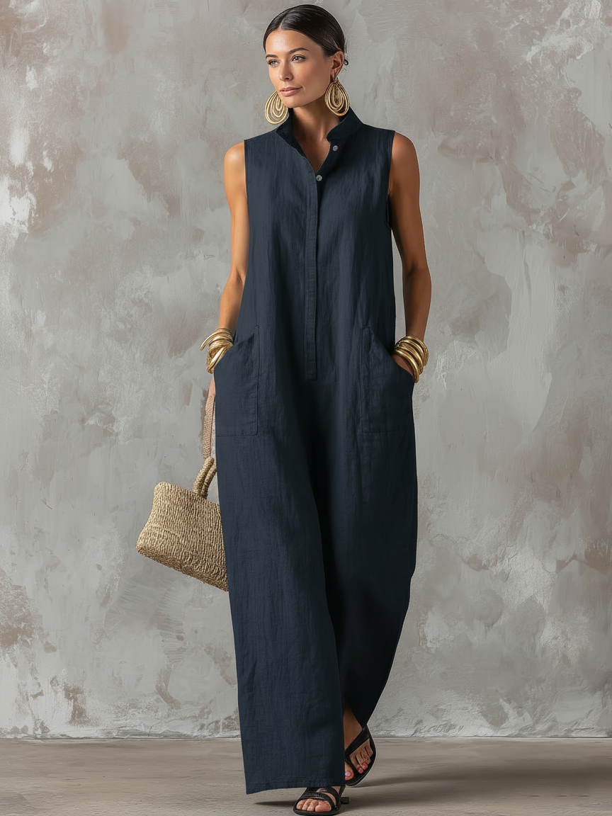 Linen-Blend Jumpsuit