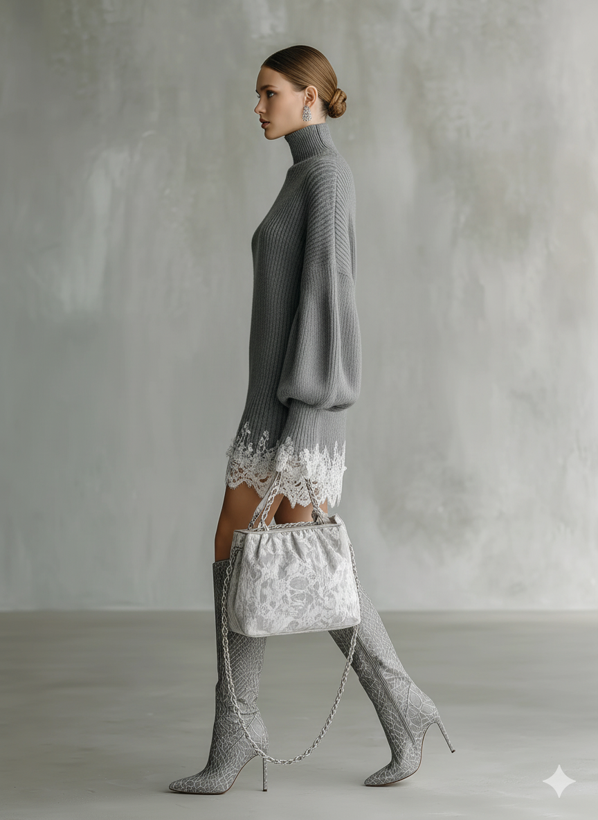 Lace Turtleneck Dress