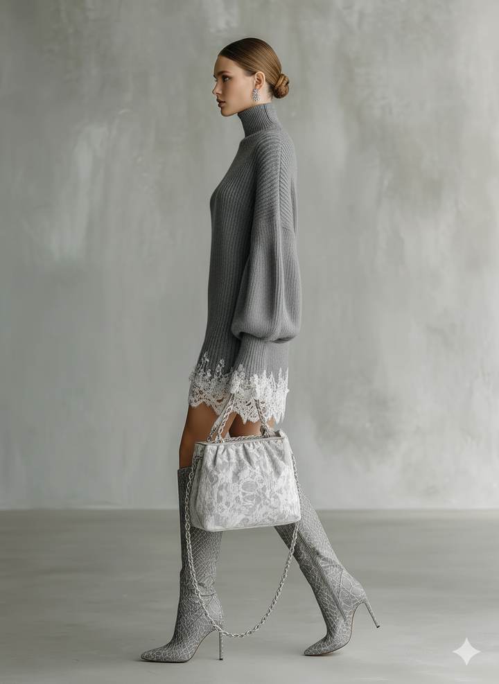 Lace Turtleneck Dress