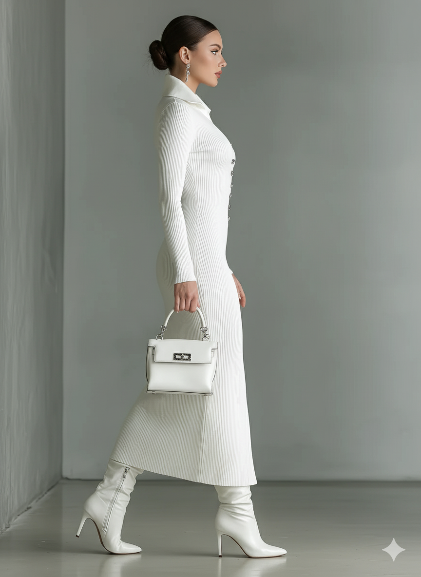 Polo Neck Midi Dress