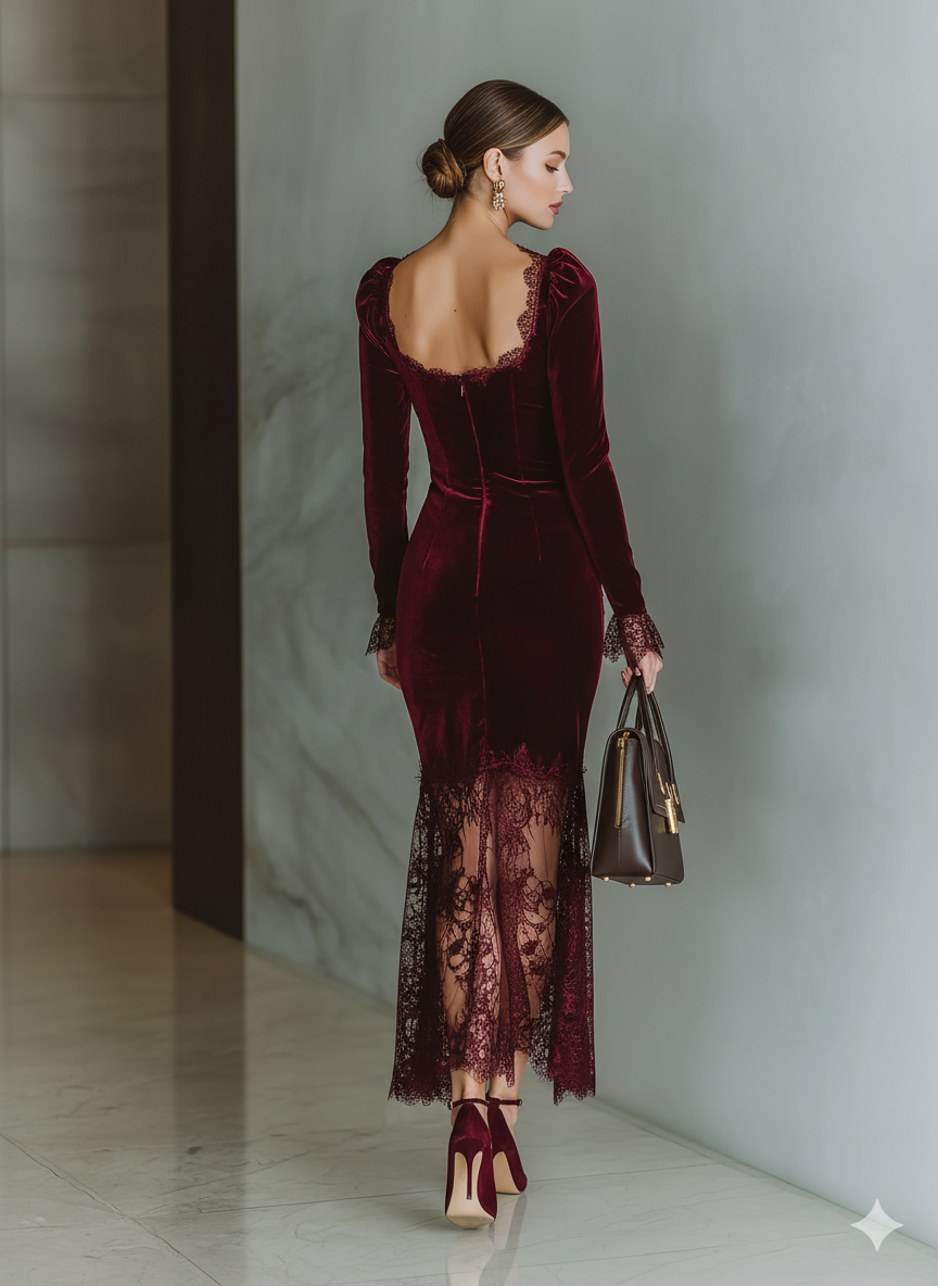 Burgundy Velvet Maxi Dress