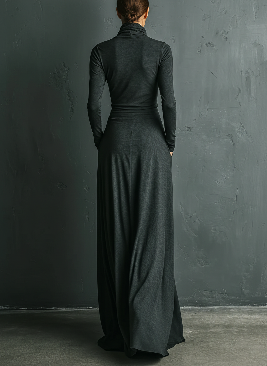 Charcoal Turtleneck Maxi Dress