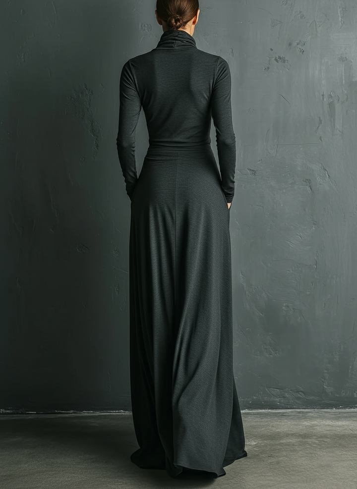 Charcoal Turtleneck Maxi Dress