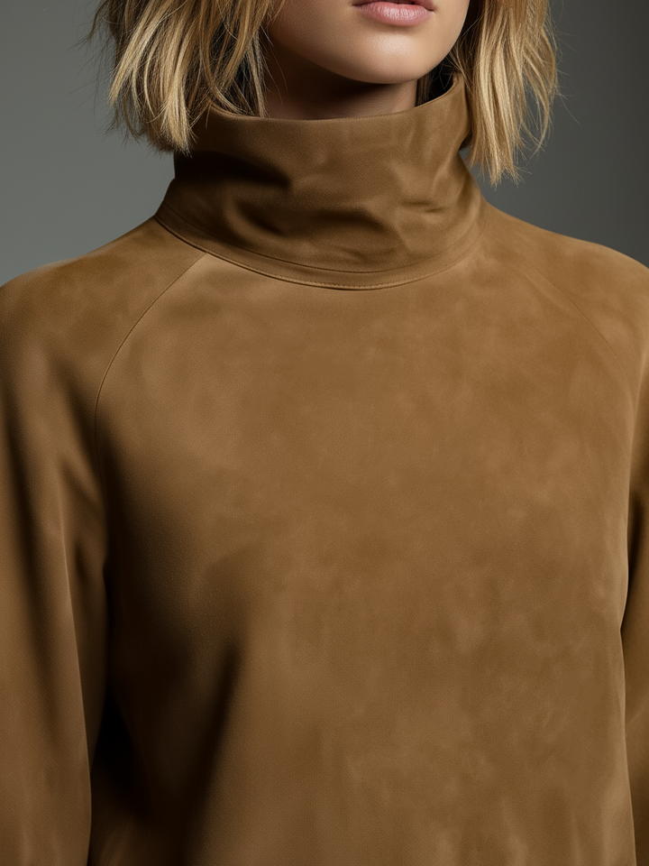 Suede Turtleneck Dress