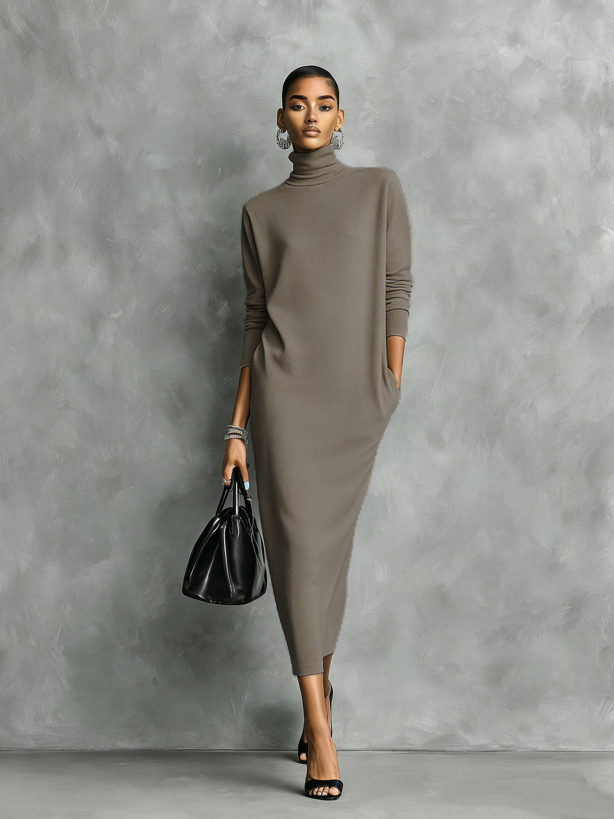 Turtleneck Midi Dress