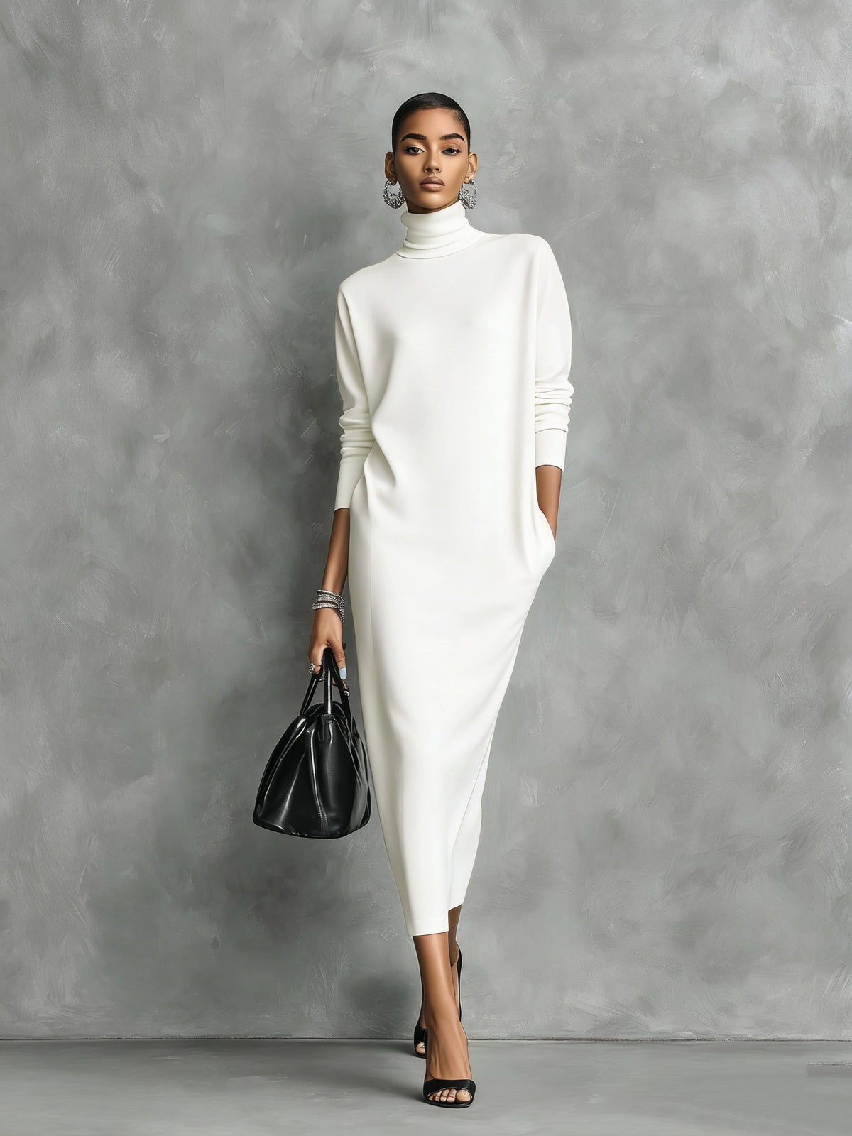 Turtleneck Midi Dress
