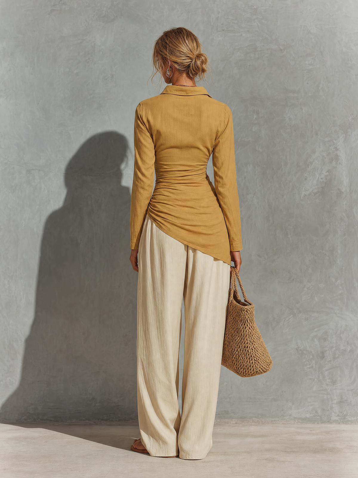Linen Top & Wide Leg Pants Set