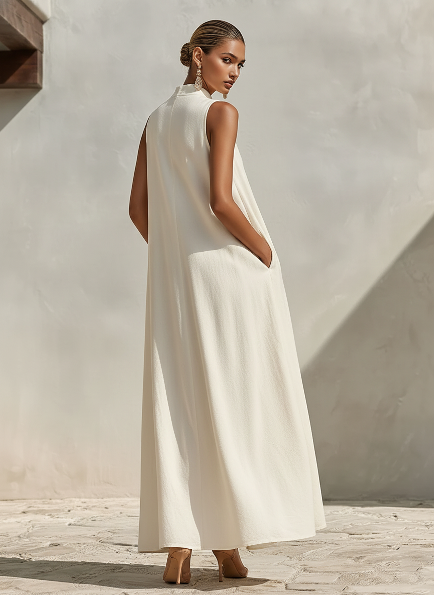 Linen-Blend Maxi Dress