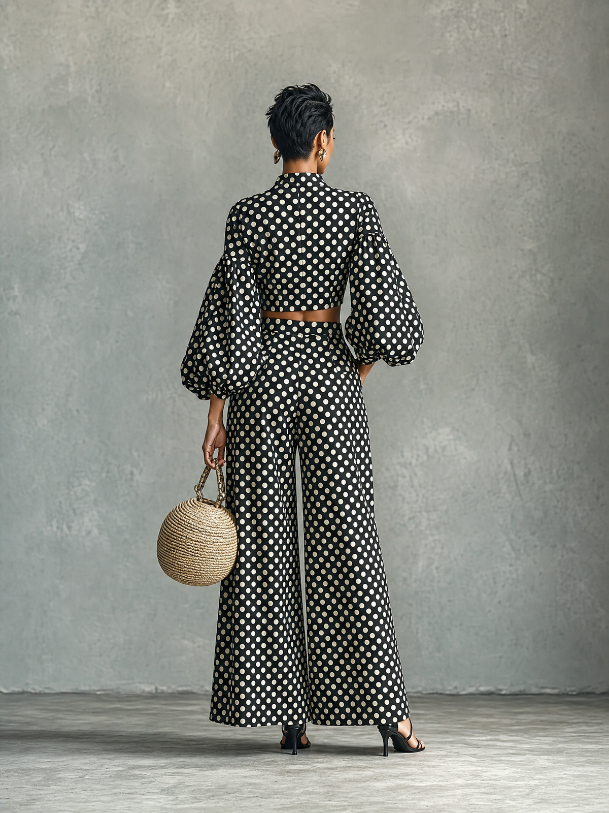 Polka-Dot Blouse Set