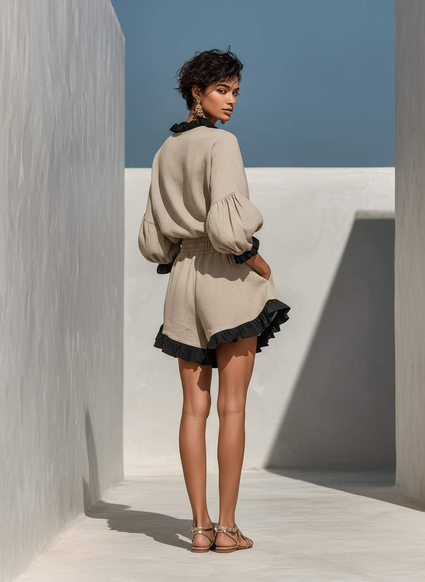 Beige Ruffle Set
